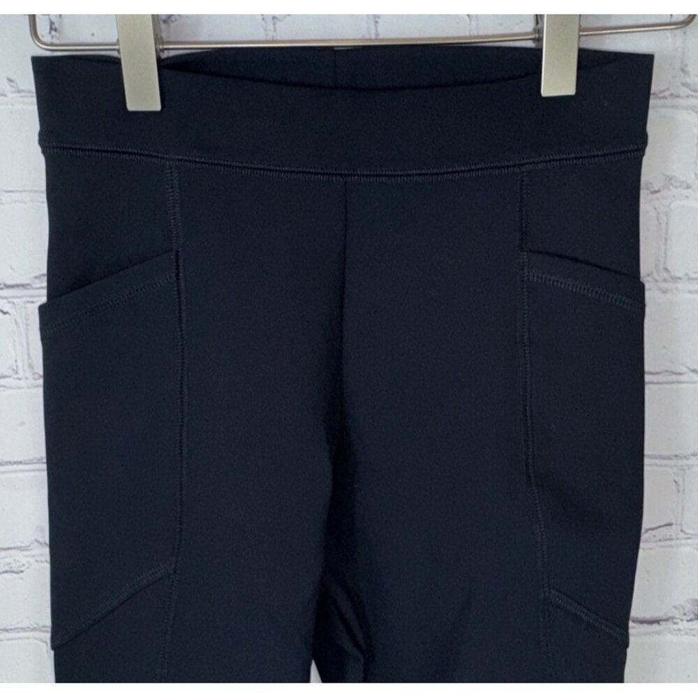 STELLA MCCARTNEY Navy Logo-print Scuba Tech Leggings Size 40/6-8 Small Pockets - Picture 3 of 12